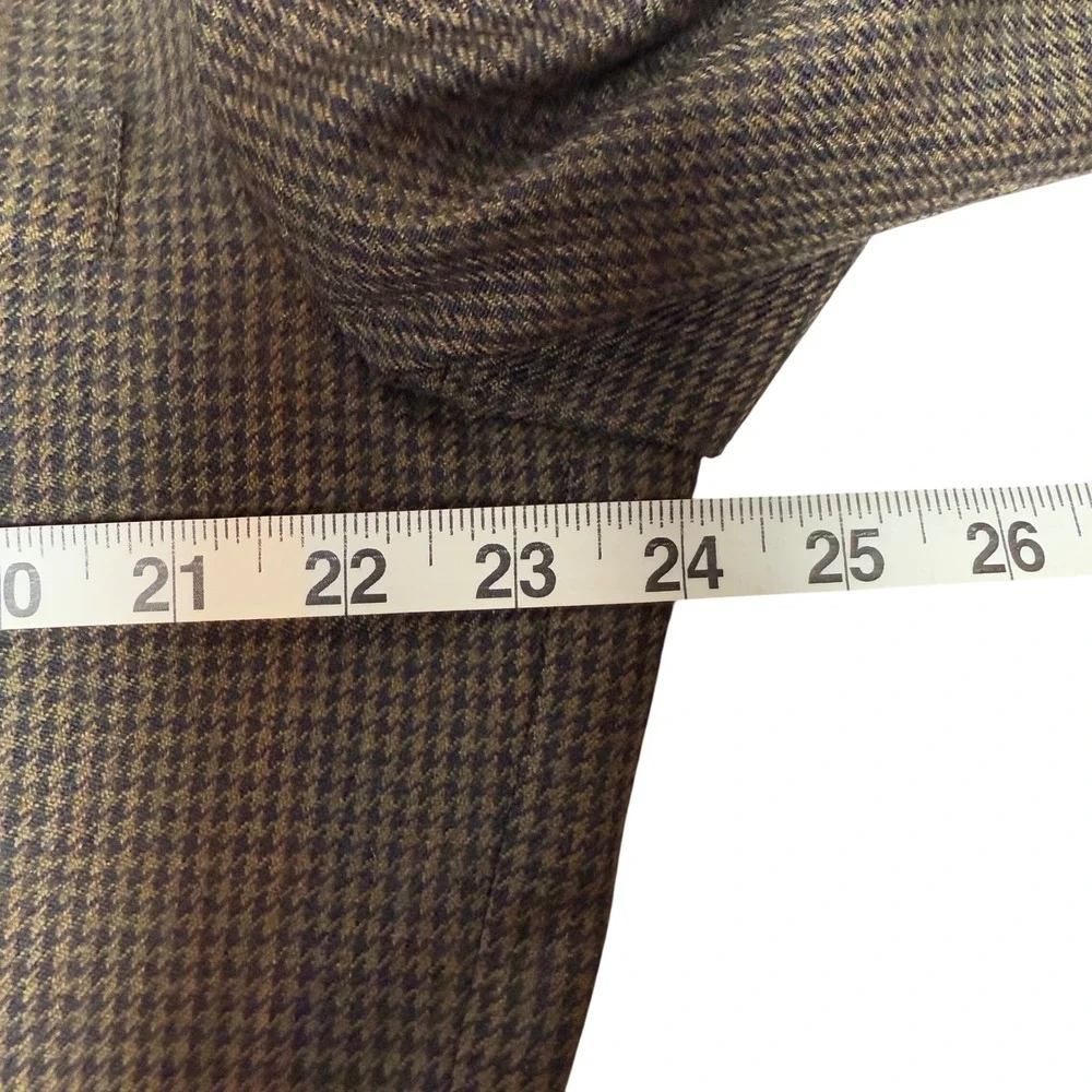 Oscar de la Renta‎ Men's Houndstooth Blazer Sport Coat Size 42L Brown Tan Formal